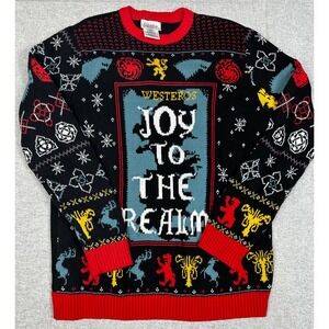 Game of Thrones Ugly Holiday Sweater Large Black Joy To The Realm Westeros HBO